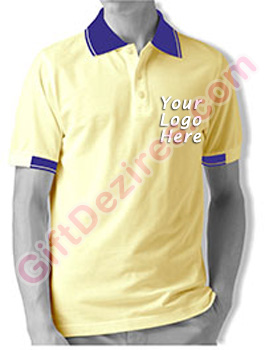 Designer Ivory and Blue Color Logo Custom T Shirts